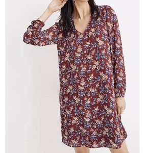 Madewell button back long sleeve oversized shift dress in antique floral